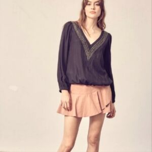 Elegant Black V-Neck Women's Top